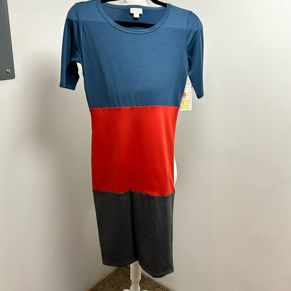 Blue red and gray dress NWT
